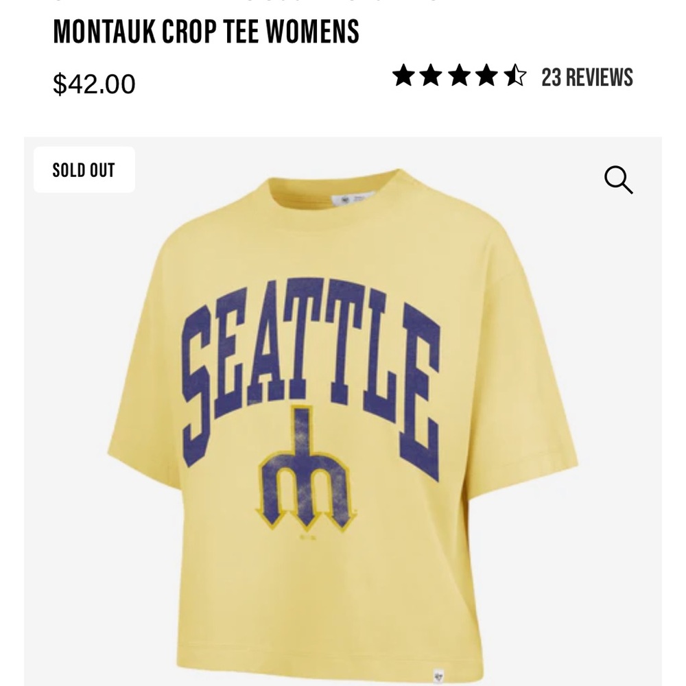 ‘47 Brand Mariners Montauk Yellow Crop Tee